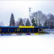 The Mozzerella Fellas Stadium at Clarence Park has been covered in snow over the past few days.
