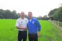 Nick Elliot receives the player of the month from manager Danny Plumb