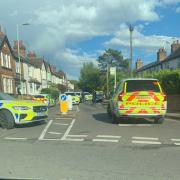 Police in Sandpit Lane in St Albans