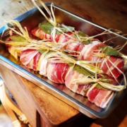 Roasted monkfish wrapped in bacon