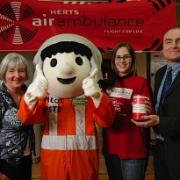 Pictured (from the left) are: Gayle Holliday from Roche, Pilot Pete, Nikki Caborn (Appeal Coordinator), Phil Grieve (Clinical Manager).