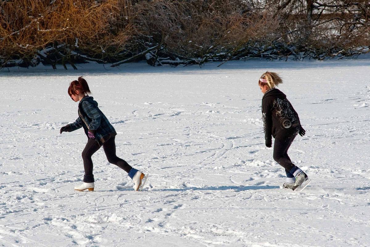 Skating on the lake in Verulamium Park. Photo by John Russell