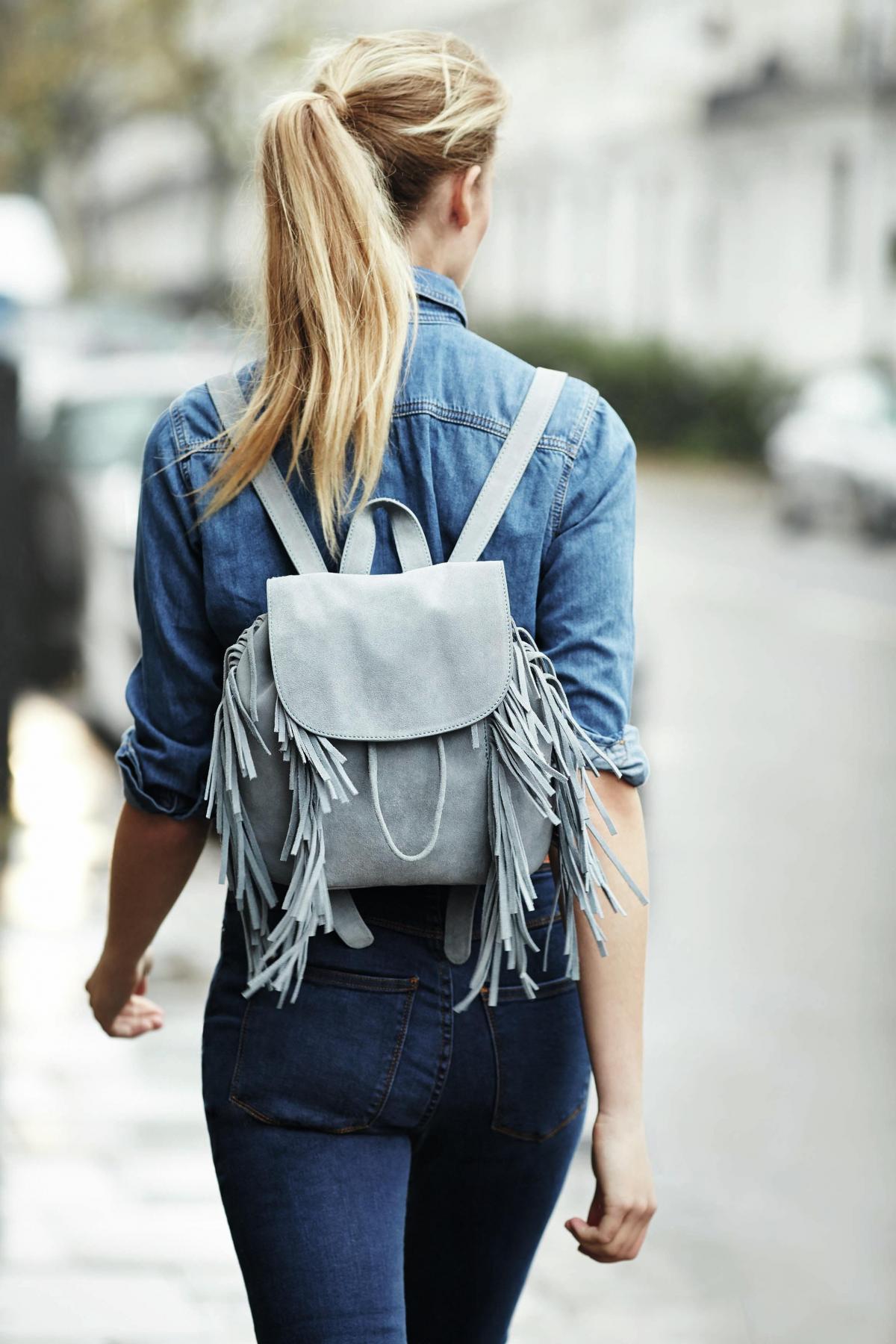 Accessorize, leather fringed backpack, £49
