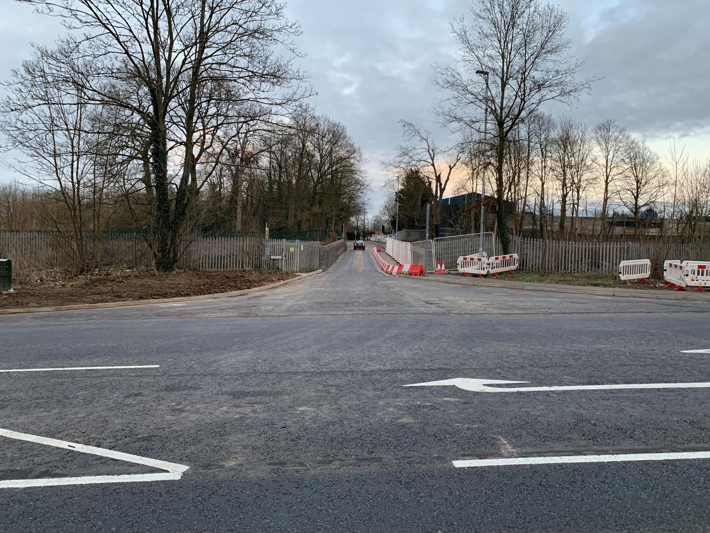 This image shows how the bridge has been turned single file to allow a pavement to be created