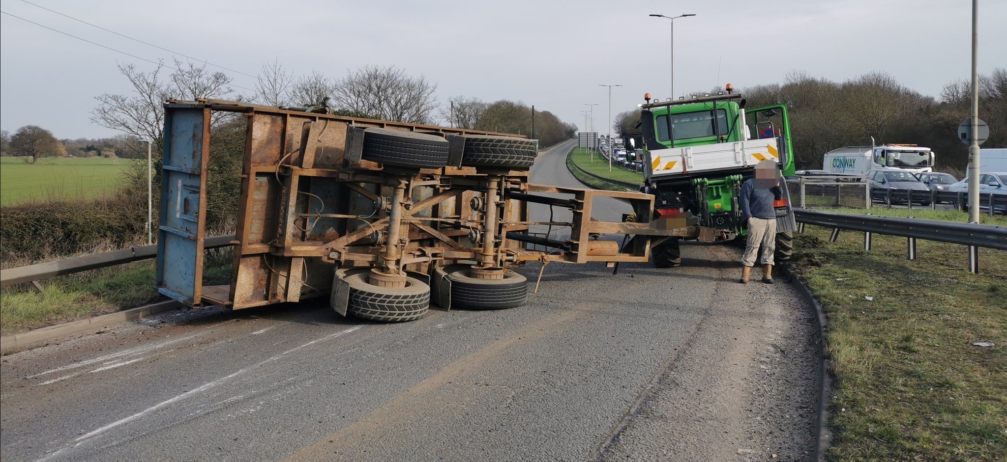 The vehicle blocked all access onto the A414. Credit: BCH Road Policing Unit