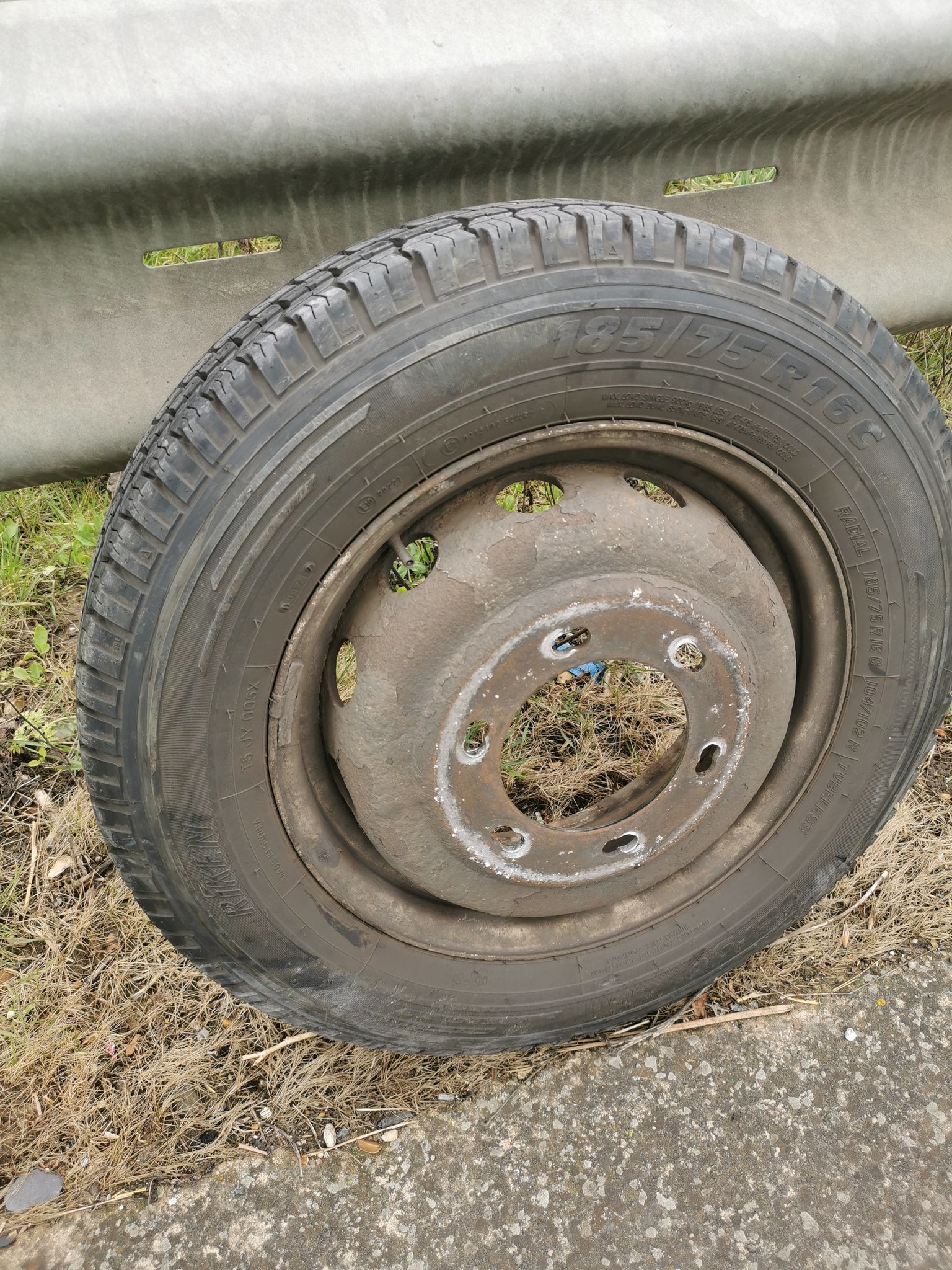 The tyre that struck the Vauxhall. Credit: BCH Road Policing Unit