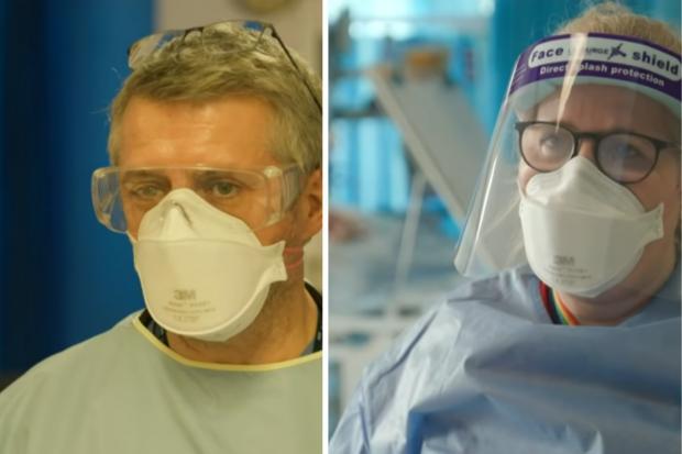 Dr Andy Barlow (left) and Vicky Houghton (right) from Watford General Hospital in January. Credit: ITV