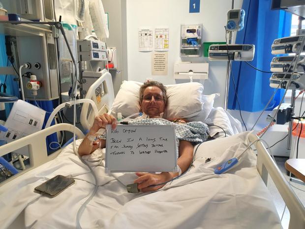 Covid patient Rob Orton has been at Watford General for more than 100 days. Here he is pictured in January. Credit: ITV
