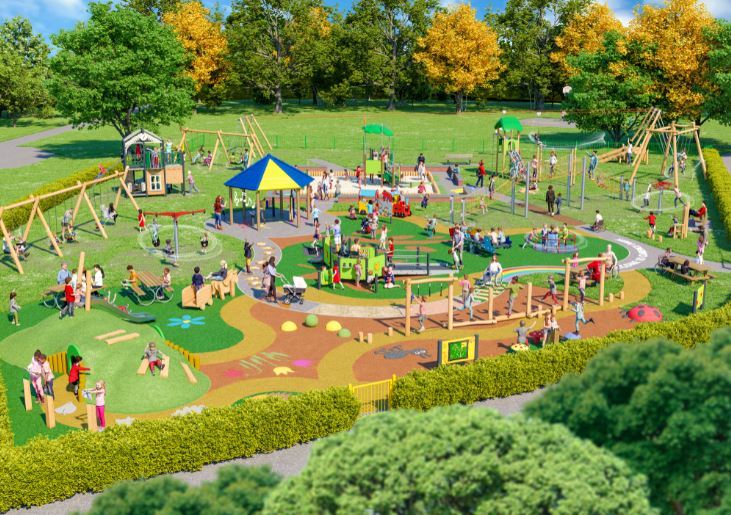 A CGI concept design of the new childrens playground in Clarence Park