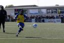 Shaun Lucien slotted home from the spot to give St Albans the lead. Picture: Leigh Page