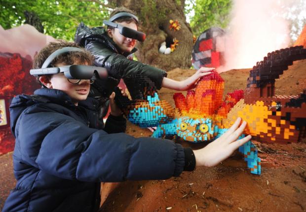 St Albans & Harpenden Review: Lucca and Sonny using the eSight eyewear as they explored the Magical Forest (LEGOLAND Windsor)