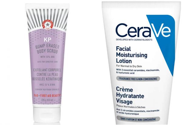 St Albans & Harpenden Review: First Aid Beauty KP Bump Eraser Body Scrub and CeraVe Facial Moisturising Lotion. Credit: CeraVe