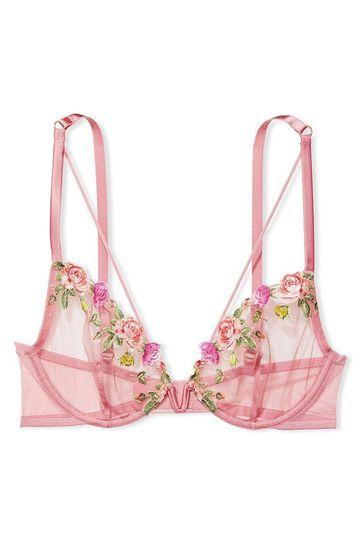 St Albans & Harpenden Review: Very Sexy Unlined Rose Embroidered Demi Bra. Credit: Victoria's Secret