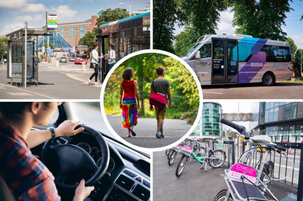 Five cheaper ways to travel round Watford. Pictures: Top row left to right - Watford Borough Council, Simon Jacobs. Bottom row left to right - Pixabay, Beryl Bikes. Inset: Pixabay