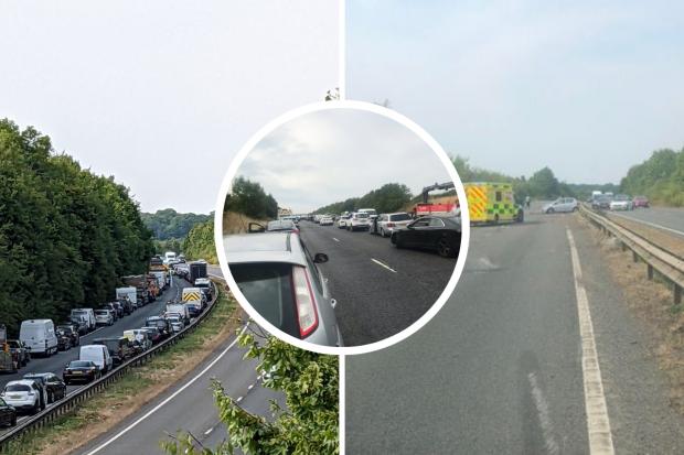 Heavy traffic on A41 following accident. Picture (left) Robin Bisson