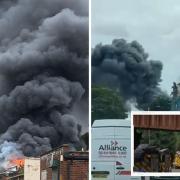 The fire has broken out at a car workshop in St Albans. Credit: Twitter: @ladydoingitall/Rob H