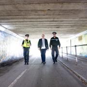 Jonathan Ash-Edwards, the new Police and Crime Commissioner for Hertfordshire, on patrol with police officers