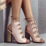 New Look, pink lace-up cut out heels, £59.99