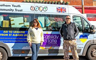 Angela and Graham Coton, with their minibus full of aid which they took to Lublin, Poland. Credit: PA