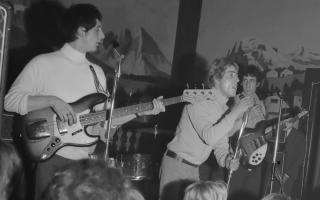 John Entwistle, Roger Daltrey and Pete Townshend performing at Watford Trade Union Hall in October 1965
