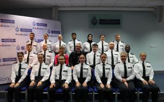 Chief Constable Charlie Hall with our new officers and their trainers