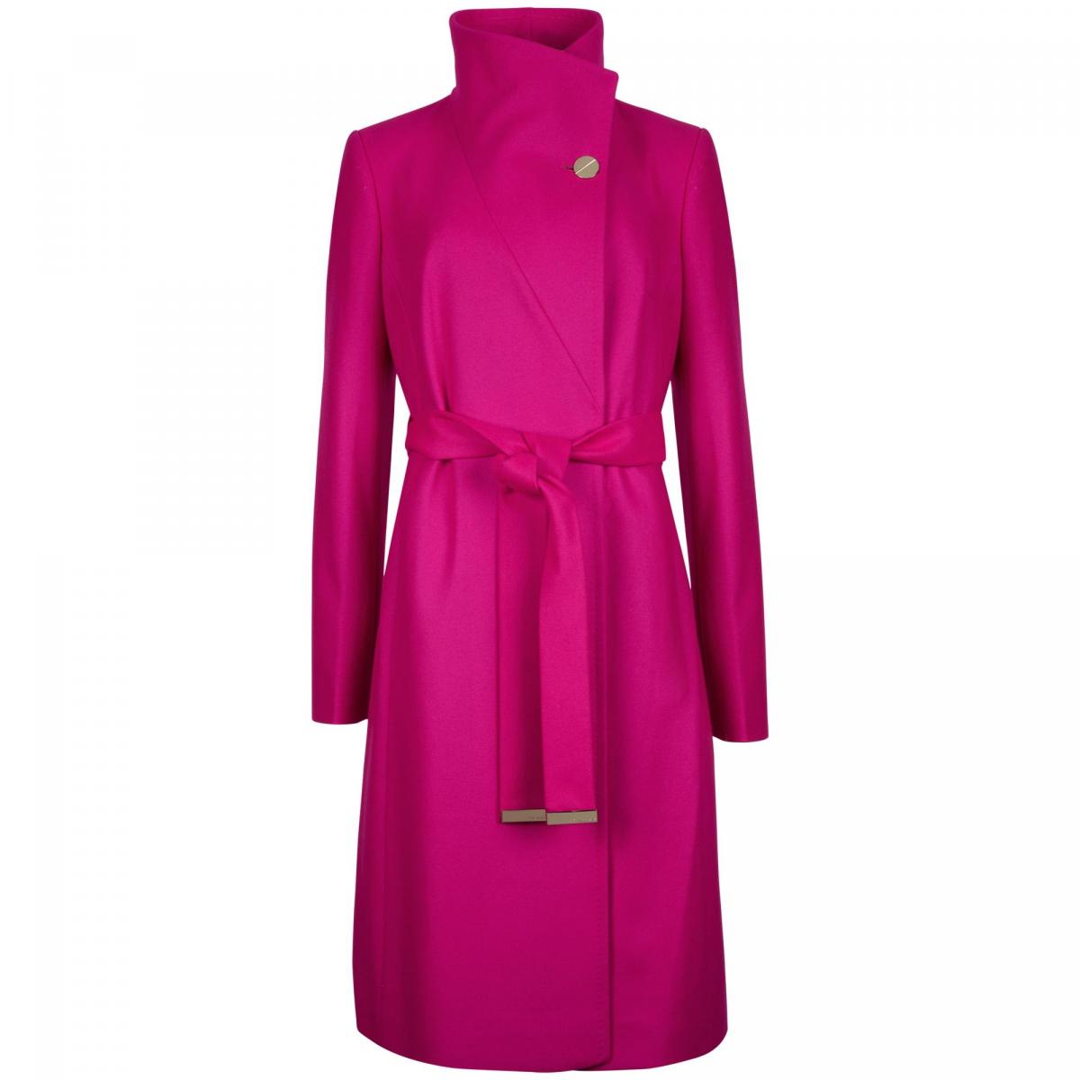 Ted Baker in John Lewis, Nevia belted wrap coat in deep pink, £299